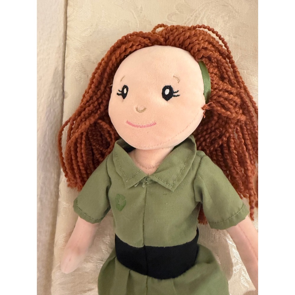 The Petting Zoo Plush Rag Doll Red Yarn Hair Park Ranger Explorer Green 15in - Picture 6 of 10
